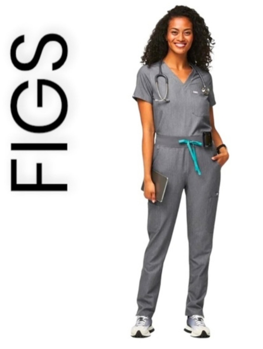 Figs Set Catarina one pocket scrub top. High Waisted Zamora yoga